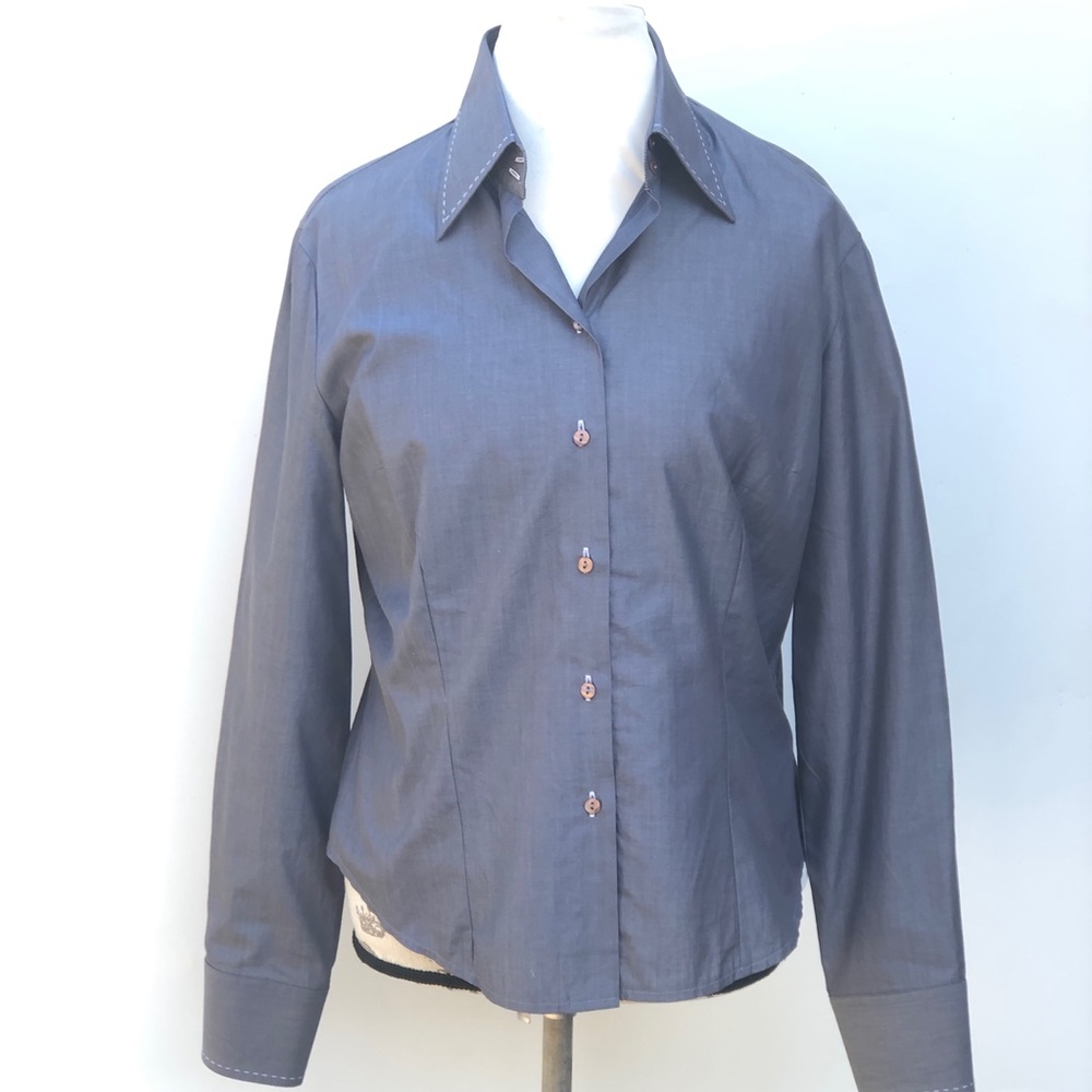 Office shirt in grey poplin cotton 12, NWOT